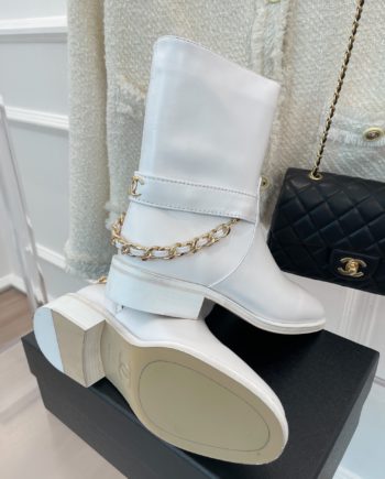 CHL Women's Ankle Boots With Chain White For Women 1.5in/4cm