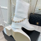 CHL Women's Ankle Boots With Chain White For Women 1.5in/4cm