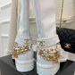 CHL Women's High Boots With Decor White For Women 1.5in/ 4cm